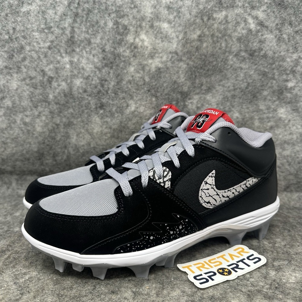 Air Jordan Stadium 90 Football Cleats Mens Size 8.5 Black Cement Red HQ0210-060